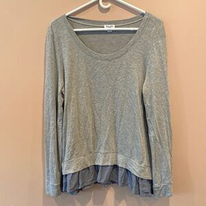 Splendid long sleeve top with denim ruffle